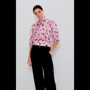 Zara Pink Floral Blouse